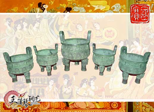銅鼎，銅五鼎，中國鼎，佛像用鼎
